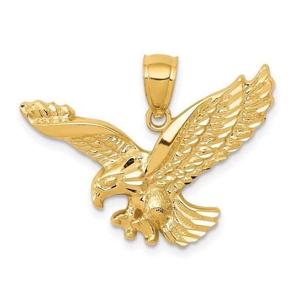 14k Yellow Gold Eagle Pendant, 28mm (1 1/8 Inch) - Picture 1 of 5